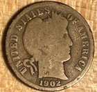 1902 Barber Liberty Dime 10c - Silver - from collection
