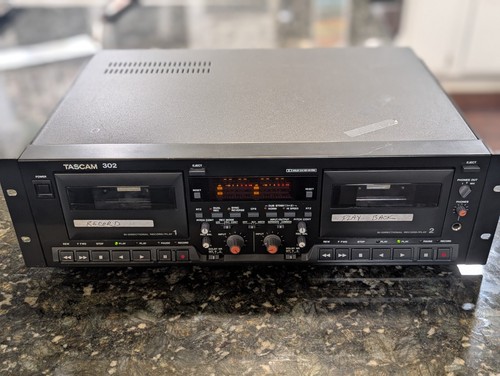 TASCAM 302 Dual Cassette Tape Player Recorder Auto Reverse PB/REC 120V Working