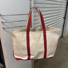 Vintage LL Bean Boat and Tote 90s Red White Canvas Large USA Made