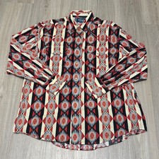 Wrangler Western Shirt Men XL Aztec Southwestern Pearl Snap Long Sleeve Cowboy