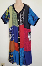 La Cera Patchwork Dress Womens 2XL Lagenlook Art To Wear Artsy Festival Hippie