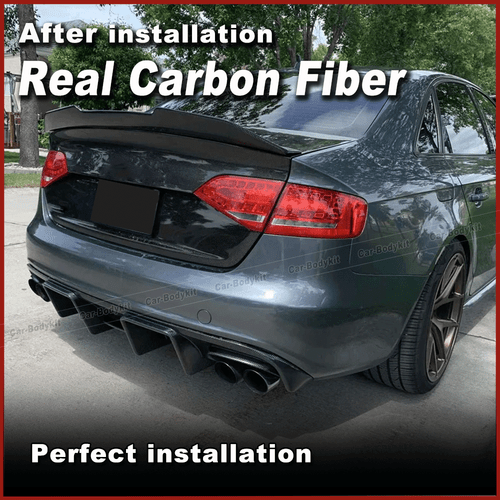 Für Audi S4 B8 2008-2012 Carbon Heckdiffusor Diffusor Heckschürze Spoiler Lippe - Bild 4 von 15