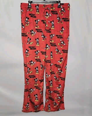 Disney Mickey Mouse Pajama Pants Men's Red XL Fleece Winter Cozy Lounge Pockets