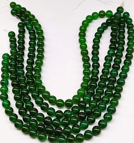 Natural Brazil Green Onyx 8mm Round Smooth Beads 8'' 5 Strand , Art & Craft, - Picture 6 of 8