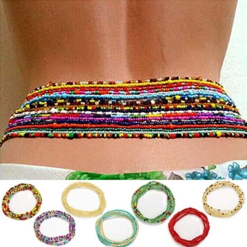 African Waist Beads Chain Layered Belly Body Chain Beach 7Pack Sexy Jewelry