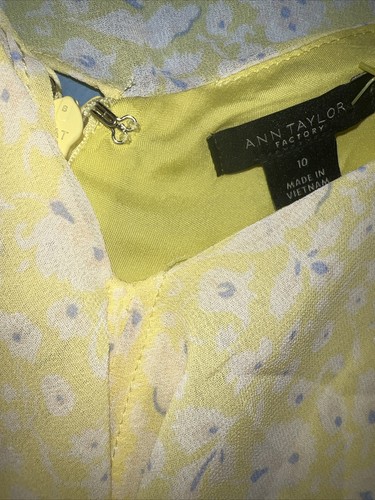Ann Taylor Spring Summer Ruffle Yellow Daisy Dress 10 Sleeveless Comfy Flow Mid - Picture 4 of 9