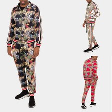 Set tuta uomo floreale giungla tigre righe pantalone e giacca felpa ST808EY