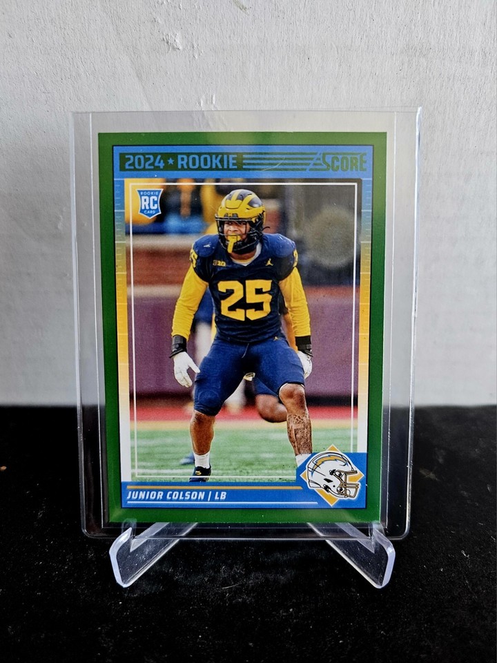 JUNIOR COLSON 2024 Score 🏈 GREEN PARALLEL Rookie Card 359 CHARGERS 🔥