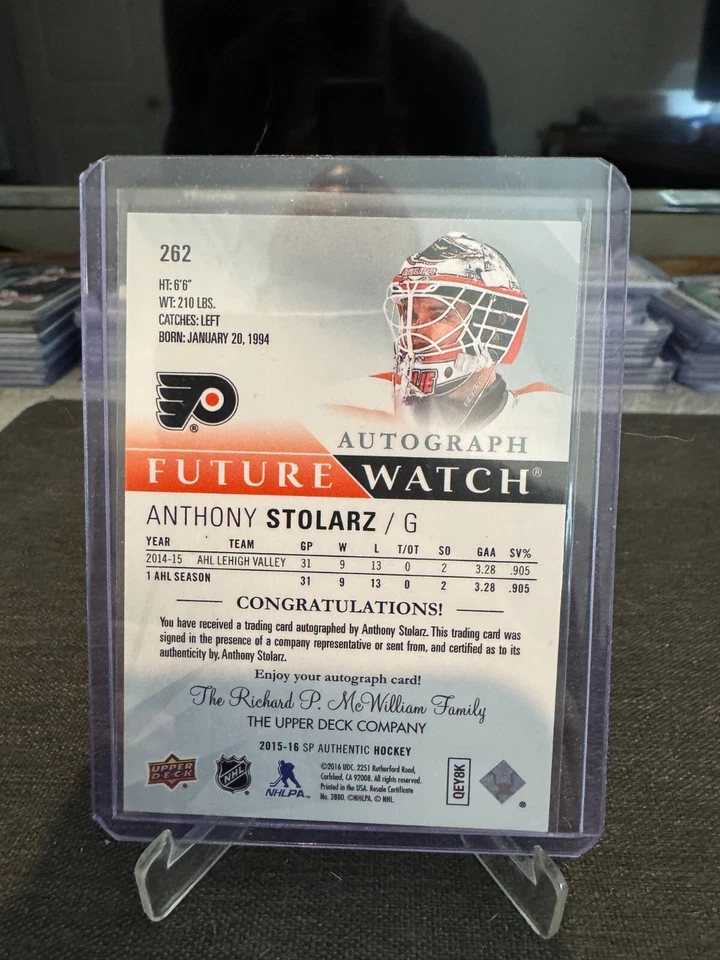2015-16 Upper Deck SP Authentic Future Watch Auto #262 Anthony Stolarz #/999 - Image 3 of 3