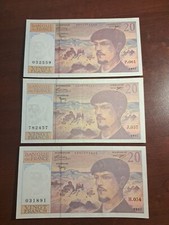LOT OF THREE 1997 FRANCE 20 FRANCS NOTES - p151 