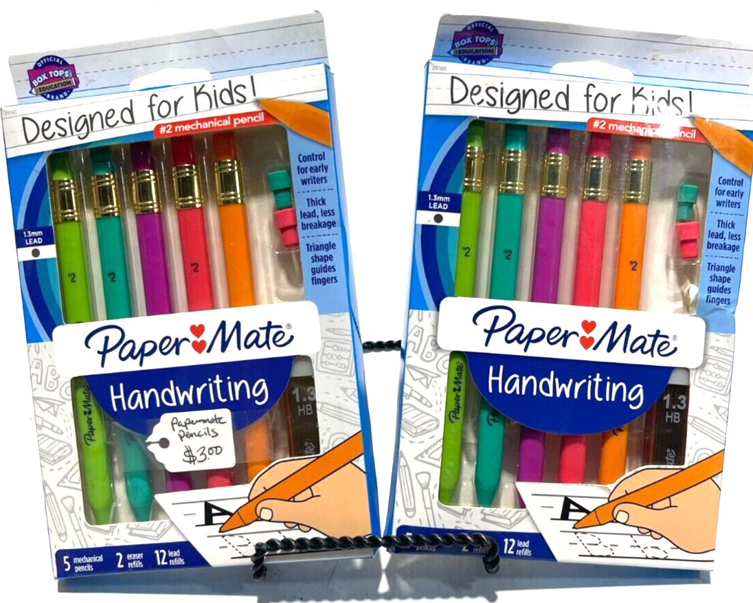 10 Papermate Mechanical Lead Pencils1.3mm Thick 2 +Refill +Erasers