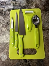6-Pc Kitchen Set•Cutting Board Ice Cream Scoop Peeler•Paring Utility Chef Knives