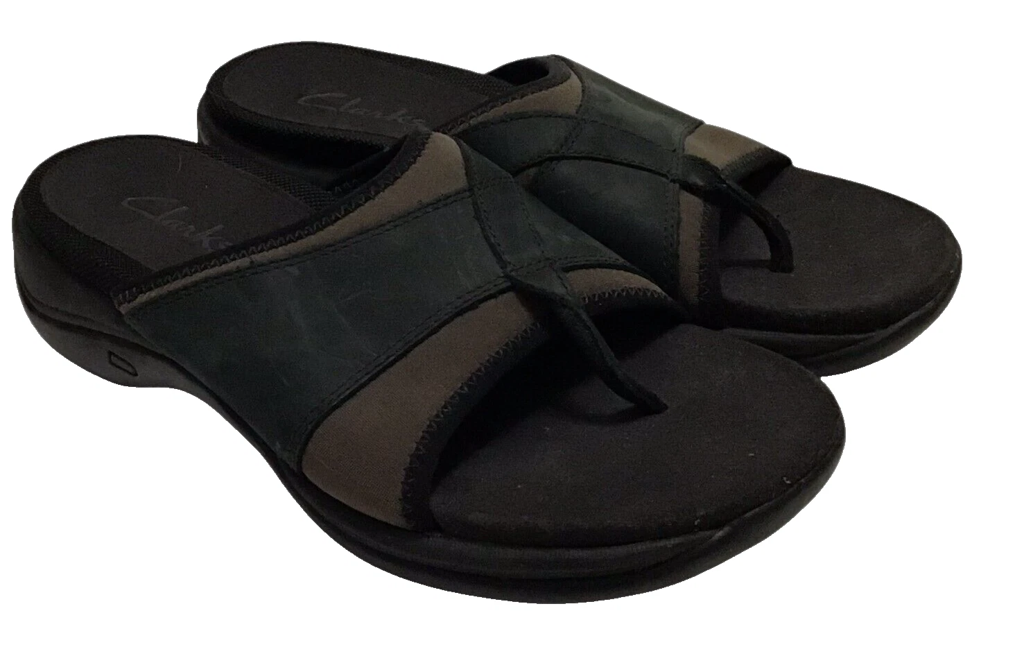 Sandali Clarks Springers donna taglia 8 pelle tanga blu notte verde oliva