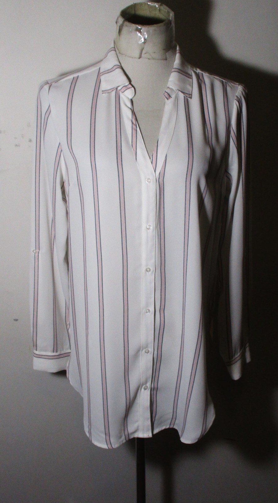 CANDIES White Pink Long Sleeve Blouse Size L NWOT