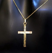 ECHT GOLD *** Kreuz Anh&auml;nger diamantiert 33 mm, Kette