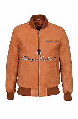 70er Jahre Bomber Lederjacke hellbraun buff klassisch Retro 100 % ECHTLEDER 275-Z