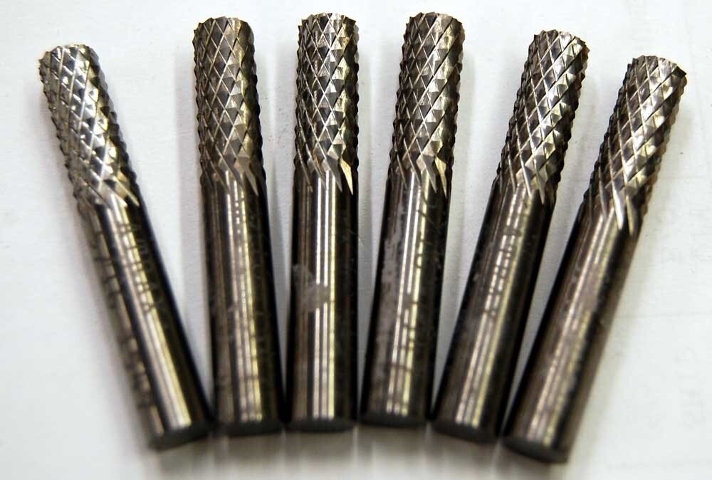 6 Pcs. Atrax 3/32" Diamond Pattern Square End Carbide CNC Router Bits