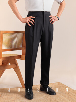 Italian Summer Trousers Men's High Waisted Business Casual Slim