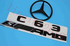 3D Gloss Black C63 SAMG Trunk Logo Sticker Decal Emblem Badge Package For W204