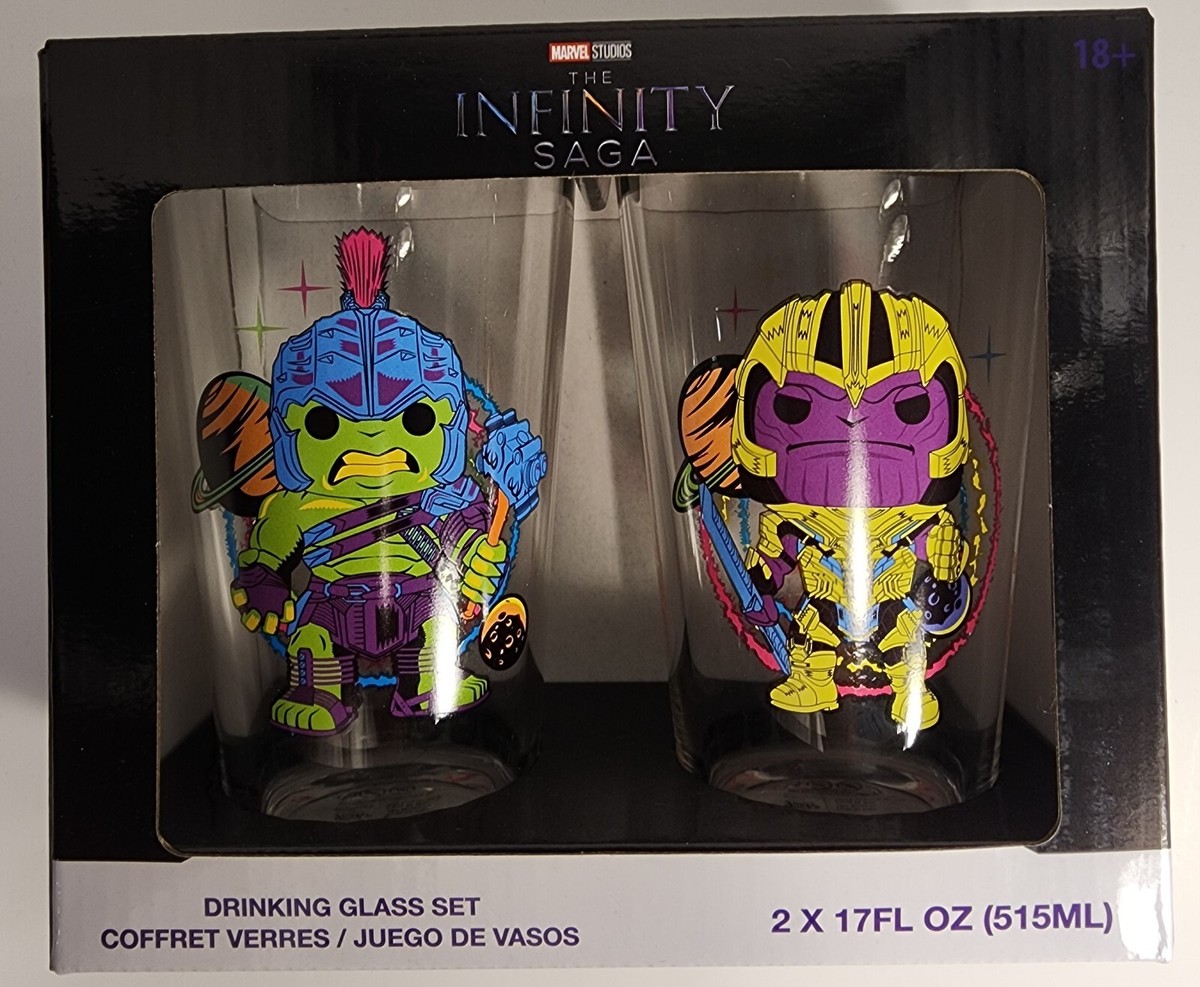 Marvel Infinity Saga Target Funko Pop! Neon 2PK Glass Cup Set Hulk Thanos