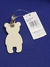 COACH Leather Creamy White Teddy Bear Keychain Purse Charm Key Fob New NWT