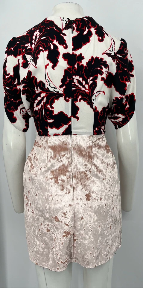 Mini Vestido MSGM Estampado Floral Rosa Terciopelo Falda Línea A Talla 38 Foto 4 de 4