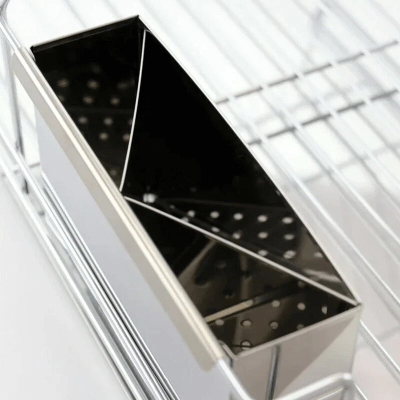 Estante para platos cromado de 2 niveles con soporte para cubiertos organizador de tablero de drenaje de acero inoxidable Foto 4 de 4