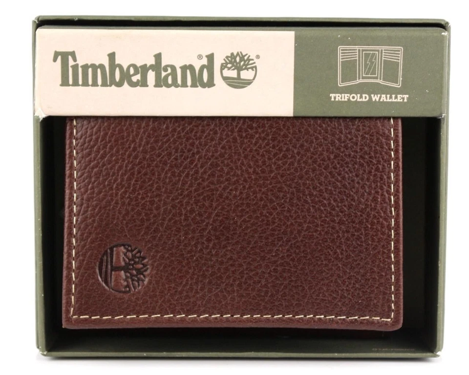 Timberland Hombre Cuero Genuino Pasaporte Tarjeta de Crédito Identificación Triple Cartera