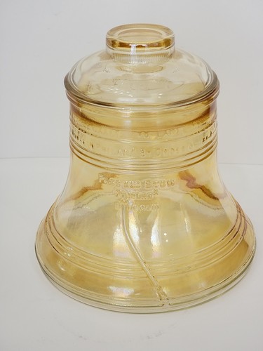 New Vintage 1976 Liberty Bell Cookie Jar Amber Carnival Glass Bartlett-Collins - Picture 10 of 24