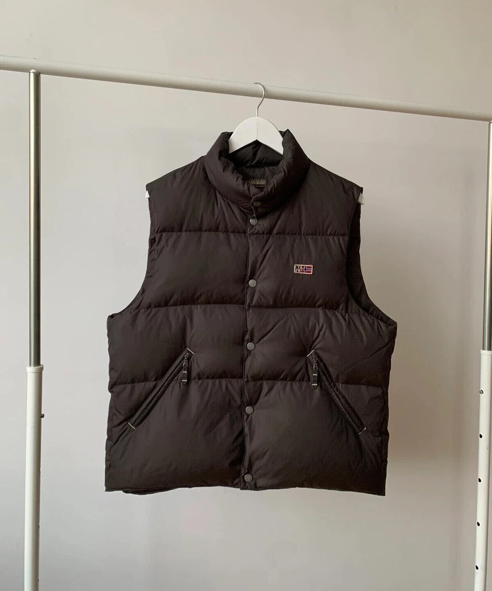 VINTAGE NAPAPIJRI PUFFER VEST BROWN MEN S SIZE M
