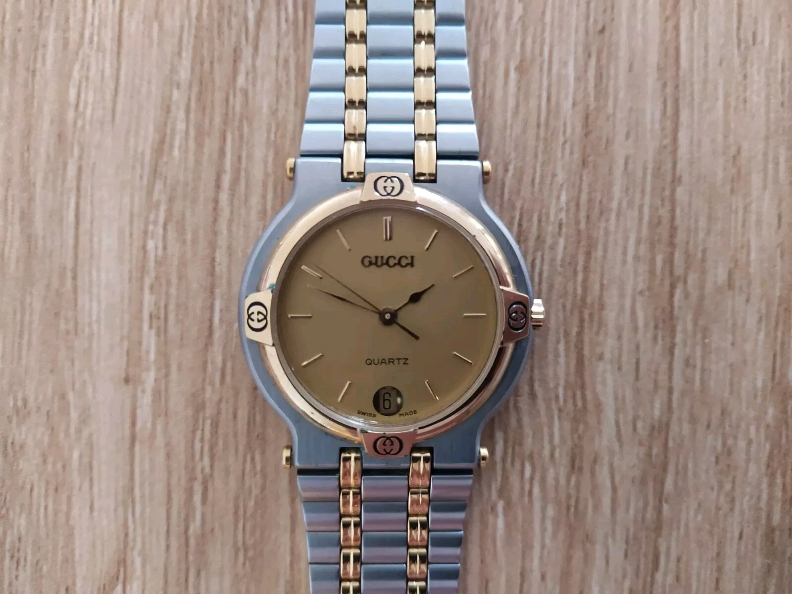 Vintage Goldplated GUCCI 9000M Men/Women Watch New Battery
