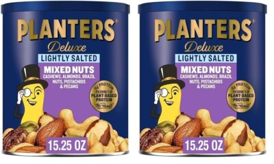 Planters Mixed Nuts, Lightly Salted Deluxe Mixed Nuts, 15.25 Ounce, 2 Pack