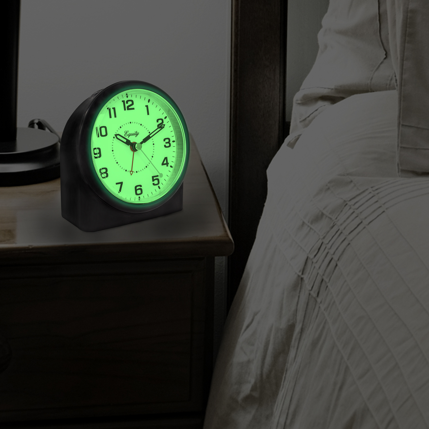 14080 Equity by La Crosse Battery Powered Quartz Night Vision Analog Alarm Clock