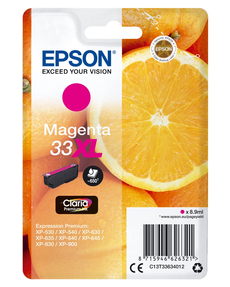 TONER & INKJET CARTRIDGES Epson 33XL cartouche d'encre Magenta authentique haute capacité C13T33634012 (TV