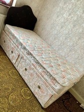 Single Bed With 2 Deep Drawers and Complimentary Brown Velvet Headboard