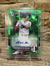 MALCOLM MOORE 2025 BOWMAN CHROME 1ST SAPPHIRE GREEN REFRACTOR AUTO /99 Q1739