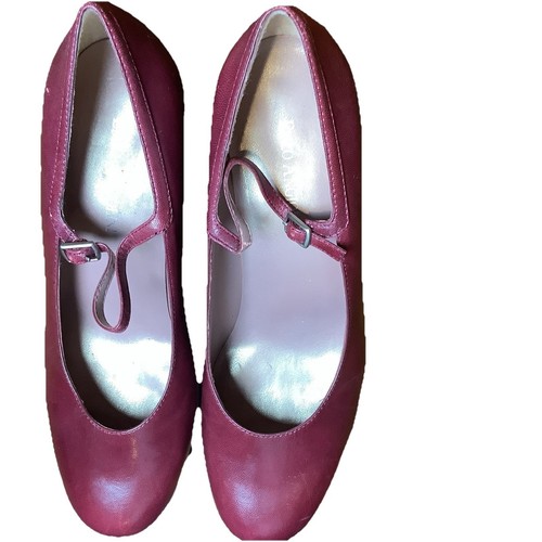 Enzo Angiolini Women's Shoes Size 7 Heels Burgundy Leather Mary Jane Pumps