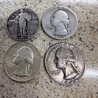 WASHINGTON SILVER QUARTERS & Standing Liberty Quarters Lot Of 4 1927-1964