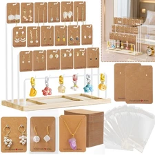 Jewelry Earring Display Stand with 100X Self-Seal Bags and Earring Holder Cards