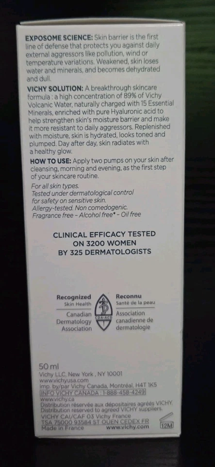 Vichy Mineral 89 Skin Fortifying Daily Booster 50ml 1.69oz Hyaluronic Acid - Image 4 of 4