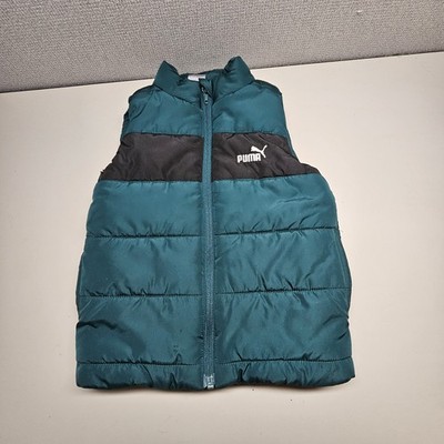 PUMA Puffer Vest Forest Green & Black Quilted Toddler Size 4T
