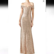 Badgley Mishka Champagne Blush Sequin Gown Size 2