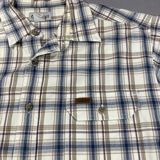 Carhartt Short Sleeve Button Down Shirt Men Large Blue Red Plaid Work Casual