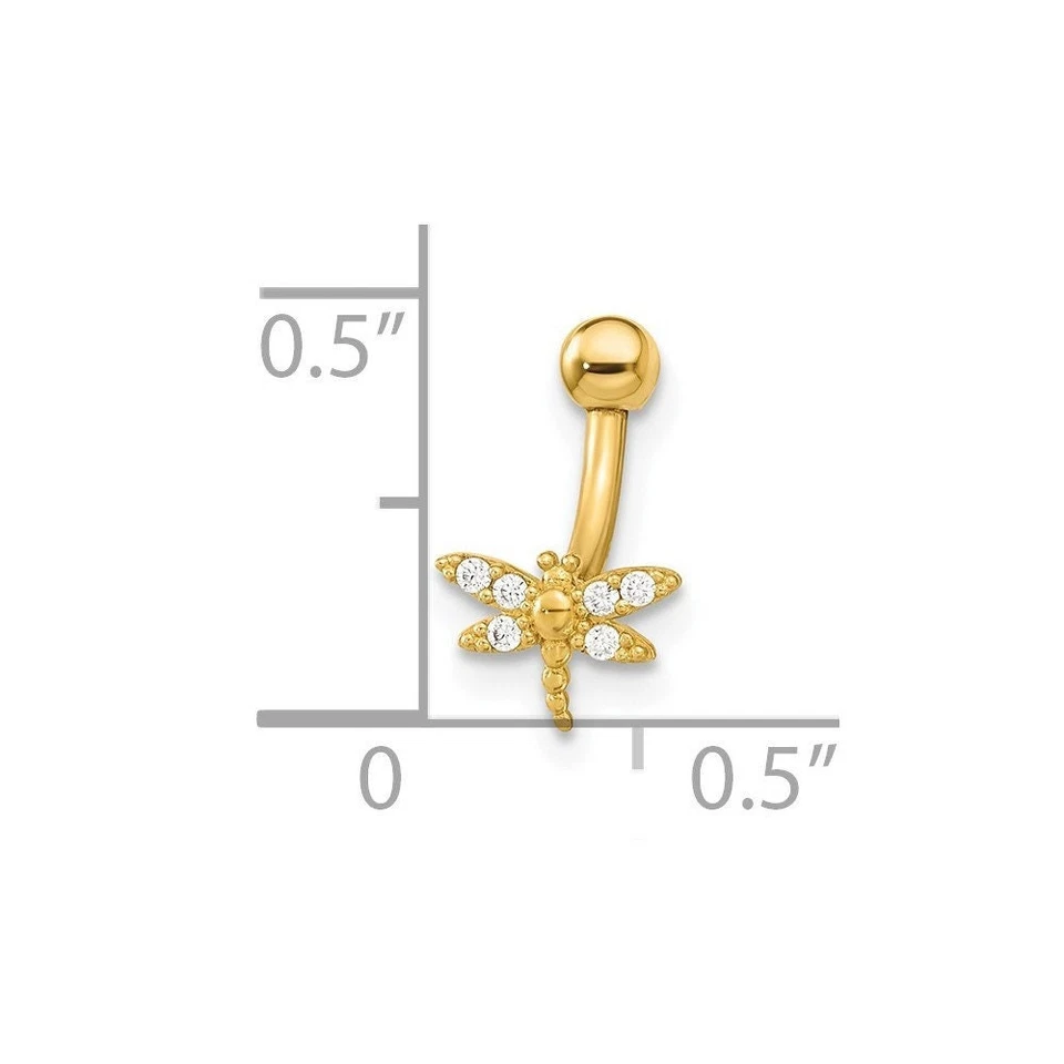 Anillo ceja circonita cúbica libélula oro amarillo 14k 14G - 12,68 mm x 7,2 mm - Foto 3 de 4