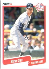 Steve Sax 1990 Fleer #455b New York Yankees