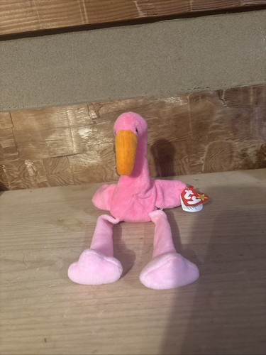 Rare tag errors Pinky The Flamingo-Original Beanie Babies with PVC pellets. 