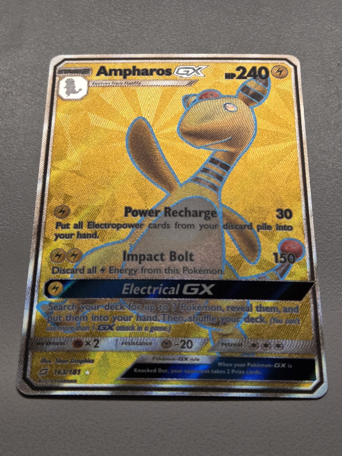 Ampharos GX 163/181 SM Team Up Ultra Rare Holo Full Art Pokémon Sun & Moon Mint