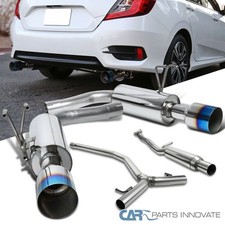 Fit 16-21 Civic 1.5l Turbo Ss Catback Exhaust Muffler System Titanium Burnt Tip Fit 16-21 Civic 1.5l Turbo Ss Catback Exhaust Muffler System Titanium Burnt Tip
