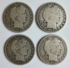 4 Lot Barber Half Dollar (2) 1912-D, 1912-S, 1912-P 90% US Silver Coins