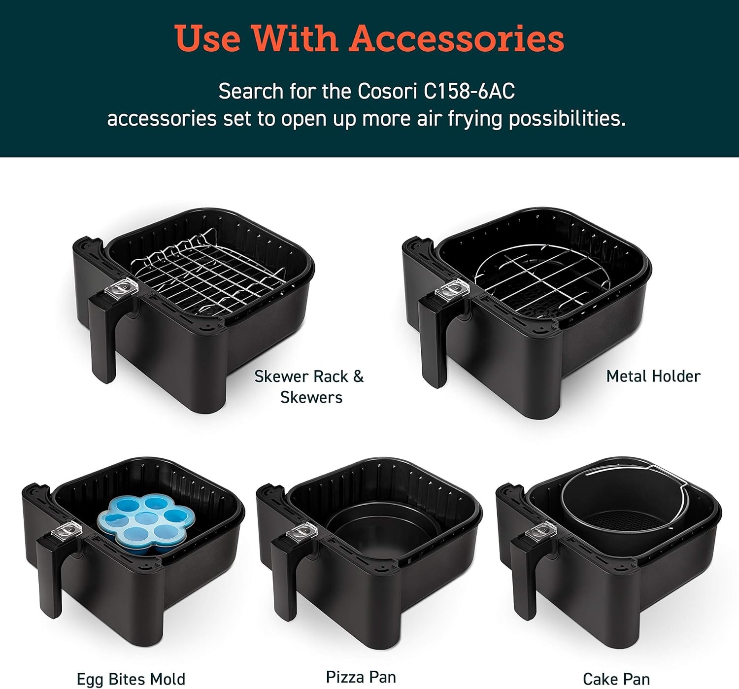 COSORI Air Fryer Accessories, Replacement 5.8QT Original Basket for COSORI CP358